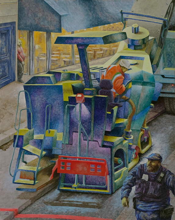Chantier nocturne - la raboteuse Schilderij, 19,7x15,8 in
