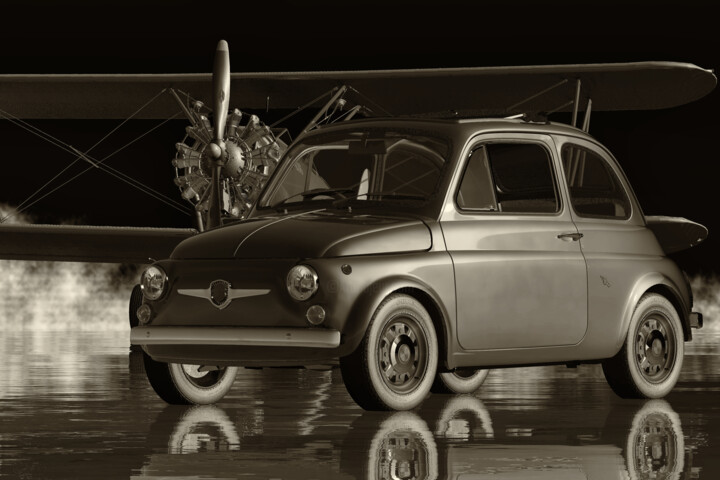 Fiat Abarth 595 1968 BOEING STEARMAN zw 数字艺术