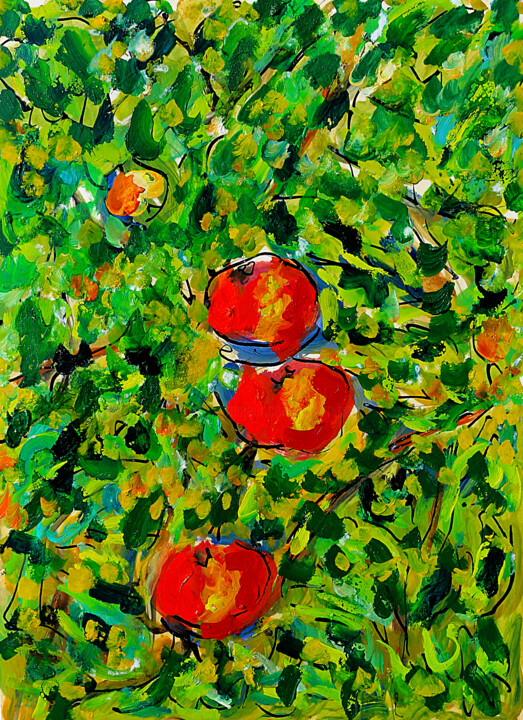 Peinture intitulée "Pommes d'api" par Jean Mirre, Œuvre d'art originale, Huile