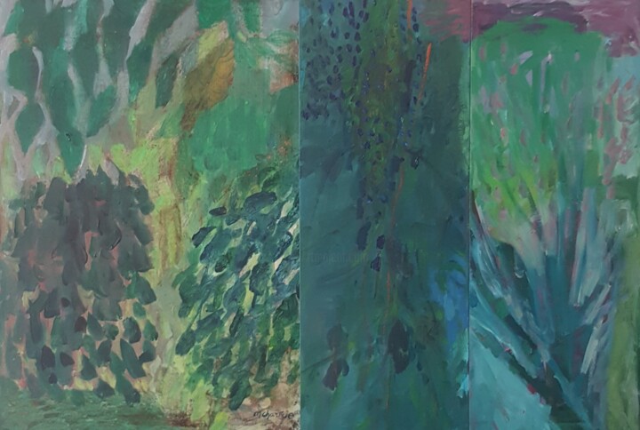 Peinture intitulée "DANS LE JARDIN" par Mchartrie, Œuvre d'art originale, Acrylique