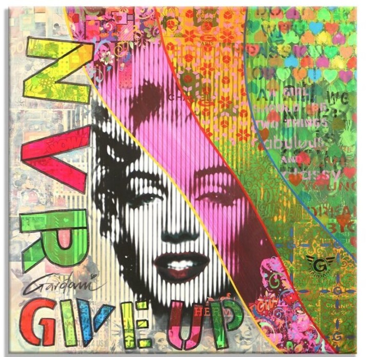 Marilyn Monroe - Nvr-GiveUp 绘画, 37.5x37.5 in