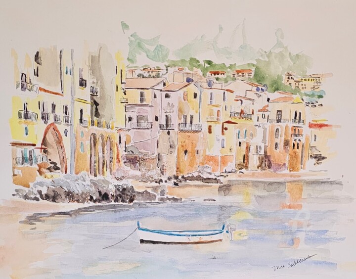 Cefalu Sicily 绘画, 18.1x24 in