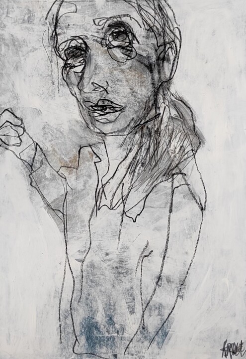 Dibujo titulada "Porträt51" por Barbara Kroll, Obra de arte original, Lápiz