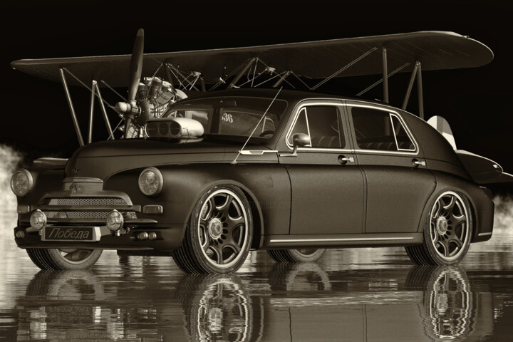 GAZ M20V Black Beuty 1946 BOEING STEARMAN zw 数字艺术