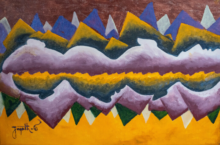 Pintura titulada "Cemetery" por Jagath Wickramarachchi, Obra de arte original, Oleo Montado en Panel de madera