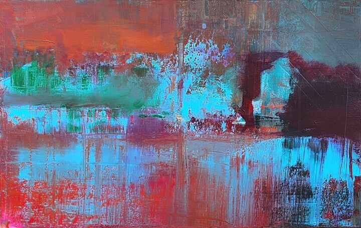 Peinture intitulée "Le lieu du loup sol…" par Valérie Blum (Valery), Œuvre d'art originale, Acrylique Monté sur Châssis en b…