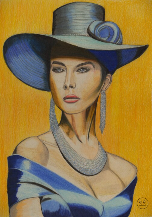 La dame en bleu 图画, 15.8x11 in