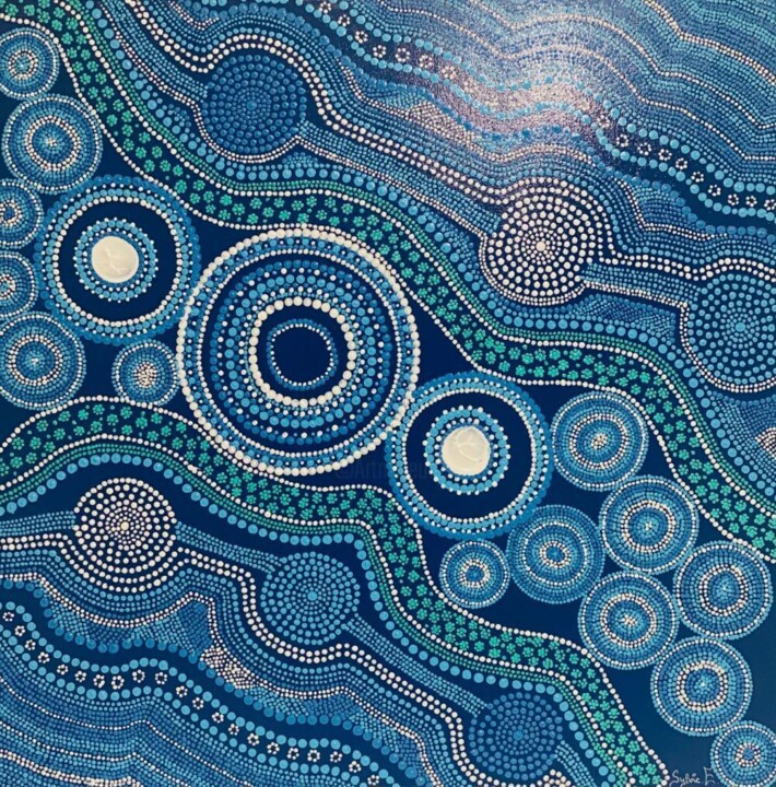 Painting titled "BLEU ENCHANTE" by Sylvie Estaynou, Original Artwork, Acrylic