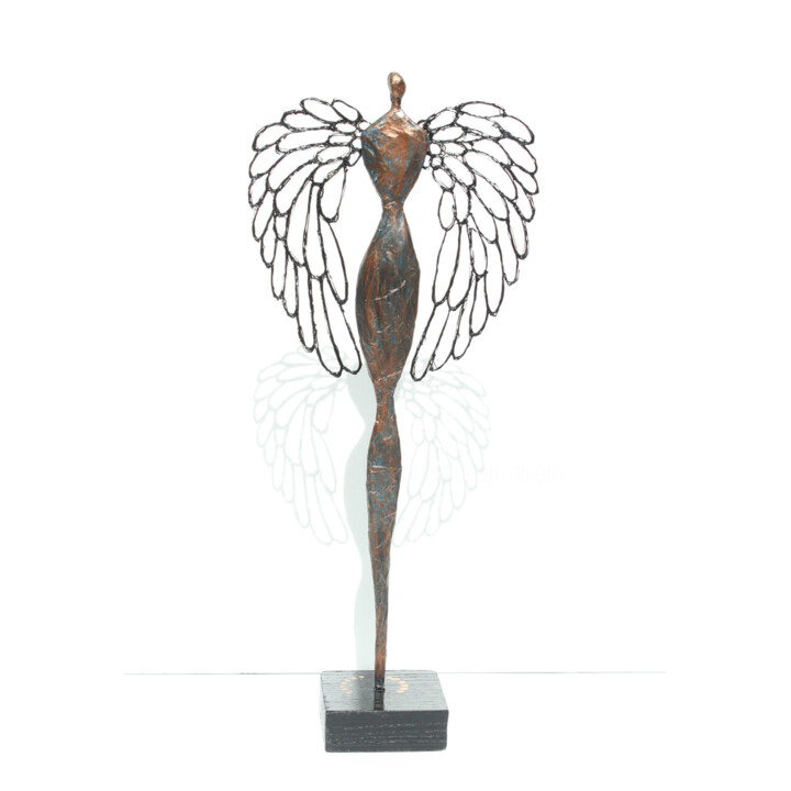 Sculpture Ange gardien, avec ailes dessinées 3D 조형물, 15x6.7 in