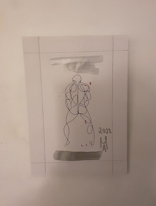 Una posizione del sub. Schilderij, 13,4x9,5 in