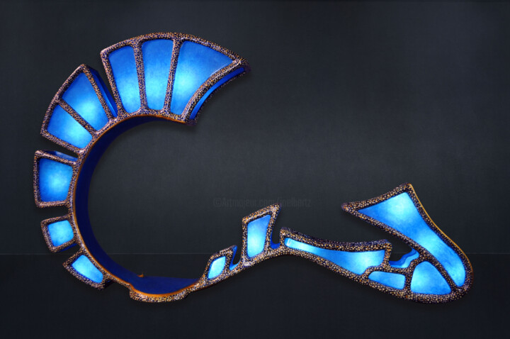 Design intitulada "Bleu Andromède" por Joël Bartz, Obras de arte originais, Luminaria
