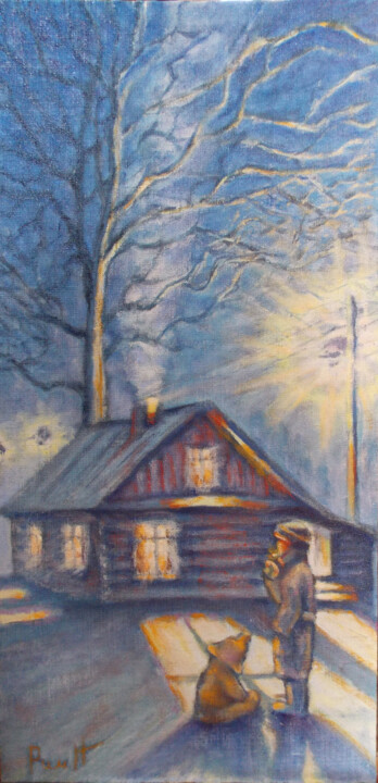 Вяз у дома Pittura, 23,6x11,8 in