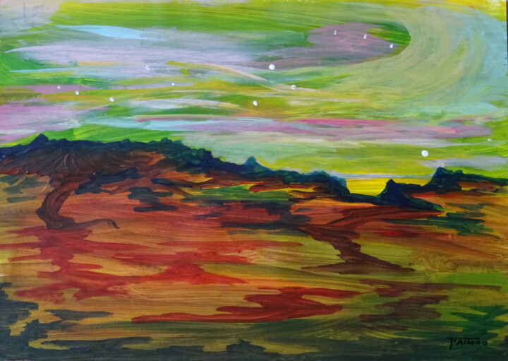 Peinture intitulée "Nuit Grand Éclair" par Jeanpierre Allano, Œuvre d'art originale, Acrylique