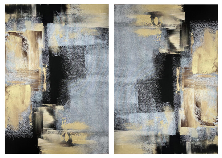 绘画 标题为“Gold Black Abstract…” 由Marina Skromova, 原创艺术品, 丙烯