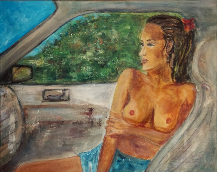 Drive my Car 绘画, 15.8x19.7 in