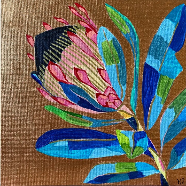 African rose (protea) Tablo, 7,9x7,9 in