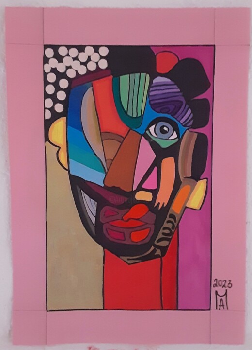 La maschera Africana.nr.3 绘画, 13.4x9.5 in