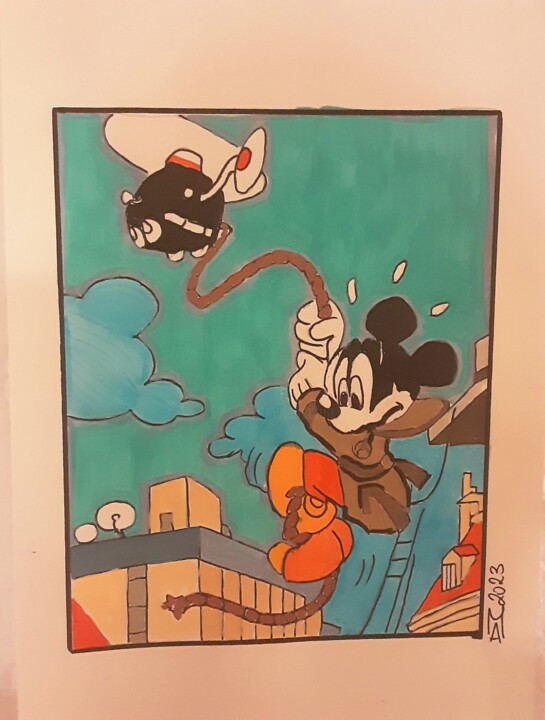 Topolino agente spione. 绘画, 11.8x8.3 in