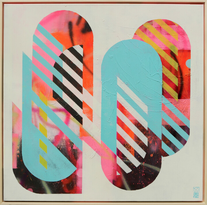 「Icon #11」というタイトルの絵画 Ronald Hunterによって, オリジナルのアートワーク, アクリル ウッドストレッチャーフレームにマウント