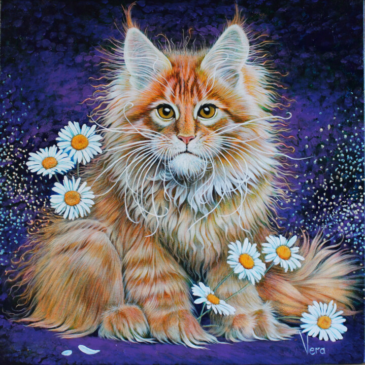 Картина под названием "CAT - WIZARD" - Sergey And Vera, Подлинное произведение искусства, Масло Установлен на Деревянная рам…