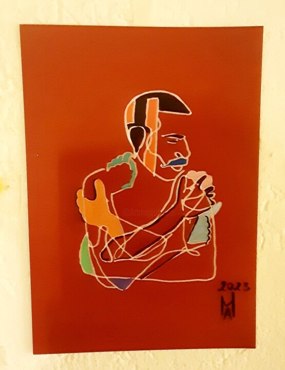 Un abbraccio prego. 绘画, 11.8x8.3 in