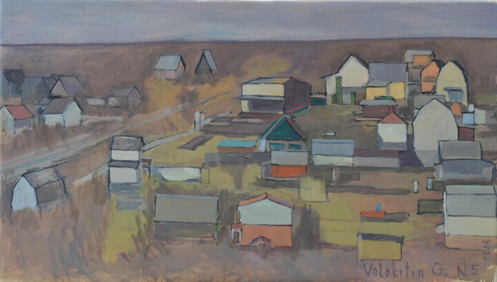 Roofs. № 5 Painting, 15.8x27.6 in