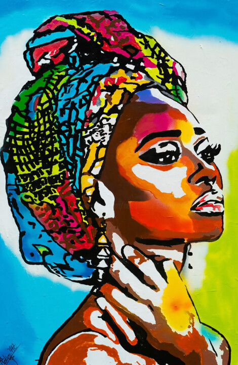 Painting titled "La femme intrépide" by Nelson Maz, Original Artwork, Acrylic