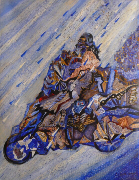 Moto Rider 绘画, 51.2x38.2 in