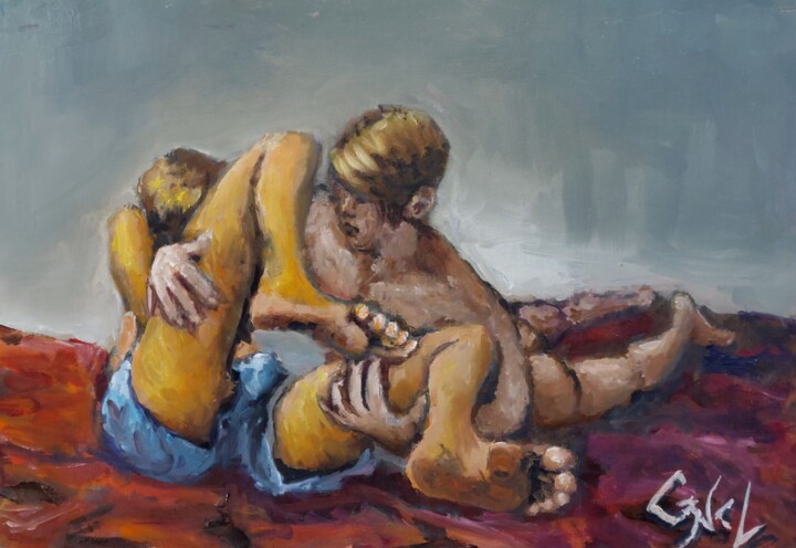 Wrestling 绘画, 9.5x13.8 in