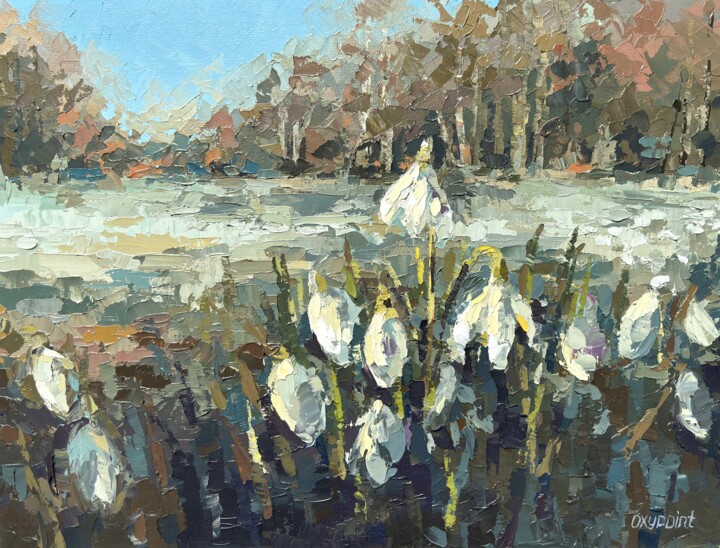 "Snowdrops" Painting, 11.8x15.8 in
