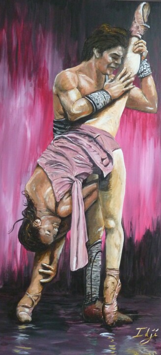 Pas de deux fond rose 绘画, 39.4x19.7 in