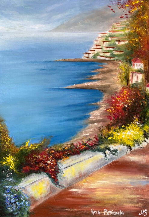 「Kas Peninsula」というタイトルの絵画 Mary Seaによって, オリジナルのアートワーク, オイル