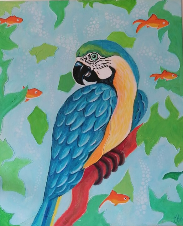 Ara bleu 绘画, 25.6x21.3 in