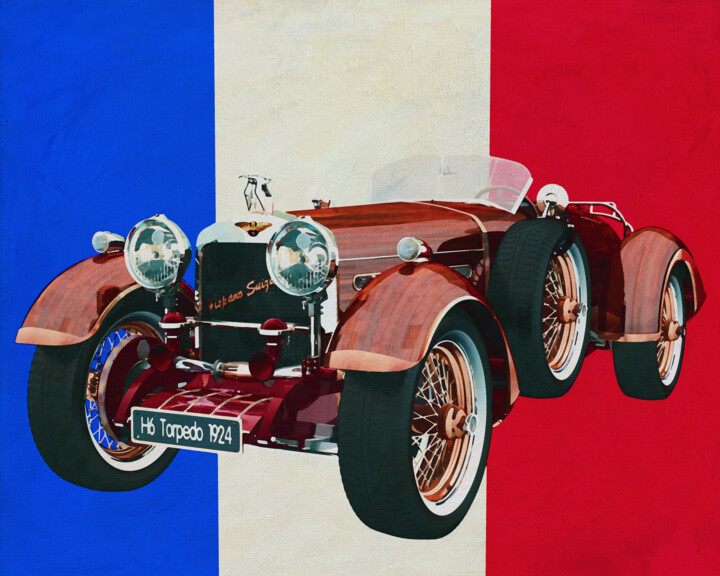 Hispano Suiza H6 Tulipwood 1924 Franse vlag 数字艺术
