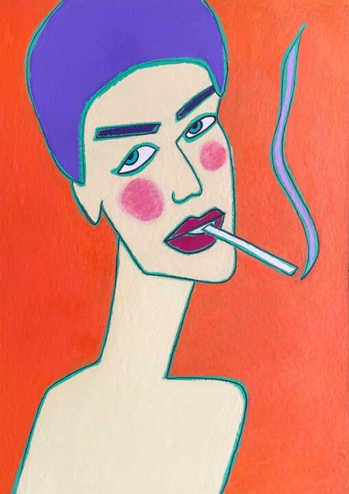Girl with violet hair 数字艺术, 16.5x11.8 in