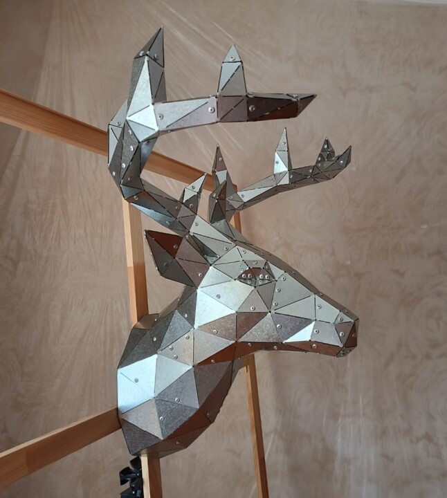 Metal Deer Head 雕塑, 27.6x21.7 in