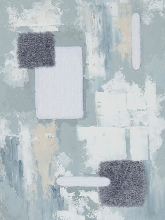 Painting titled "Soft Tetris" by Kristin Shandar, Original Artwork, Acrylic Mounted on Wood Stretcher frame