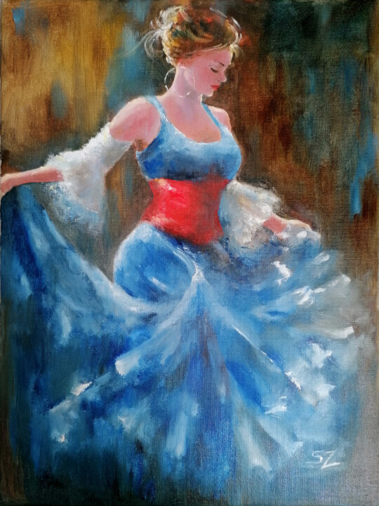 Flamenco dancer 242 绘画, 15.8x11.8 in