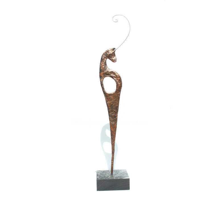 Petite sculpture de chamois, patine biface dorée et bronze 雕塑, 21.3x3.9 in