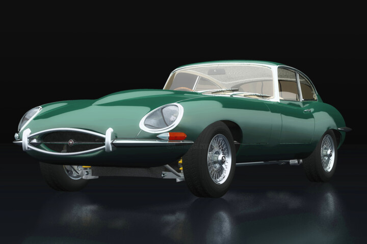 Digitale Kunst getiteld "Jaguar E Type three…" door Jan Keteleer, Origineel Kunstwerk, 3D-modellering