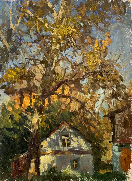 Maisonette sous le peuplier 绘画, 11.4x8.7 in