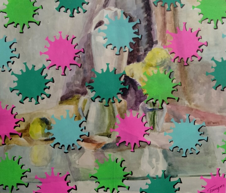 抽象的な花の水彩画 KUSAMA 抽象的な花の水彩画 KUSAMA Flowers' by Yayoi Kusama