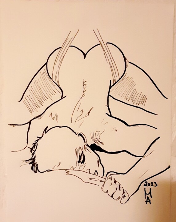 Ueberaschung. 绘画, 18.9x14.2 in
