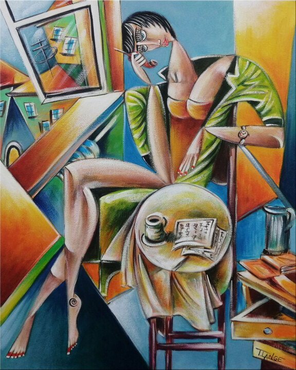 Woman Chillout #M244 绘画, 19.7x15.8 in