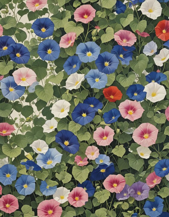 Arte digitale intitolato "Morning Glories" da Kyozai, Opera d'arte originale, Immagine generata dall'IA
