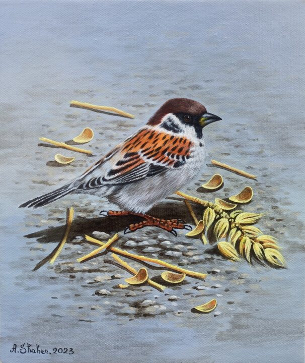 The Lone Forager 绘画, 11.8x9.5 in