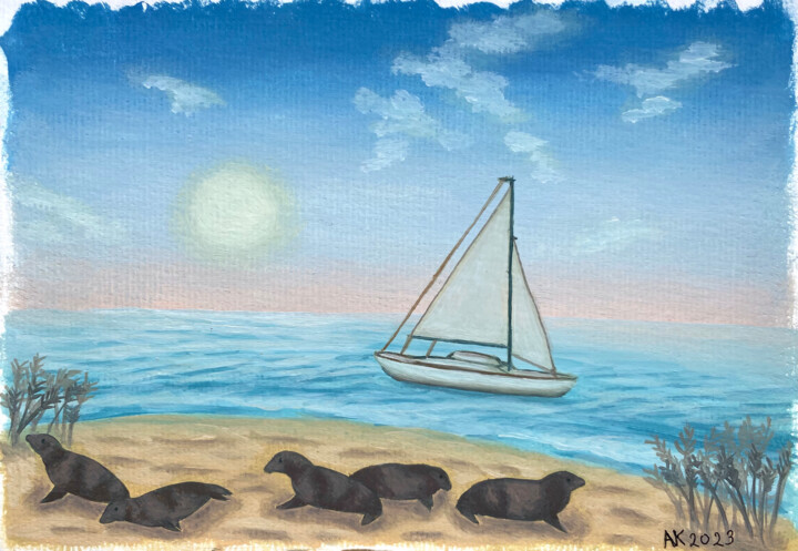 绘画 标题为“Seal Beach” 由Anastasia Kurganova, 原创艺术品, 油