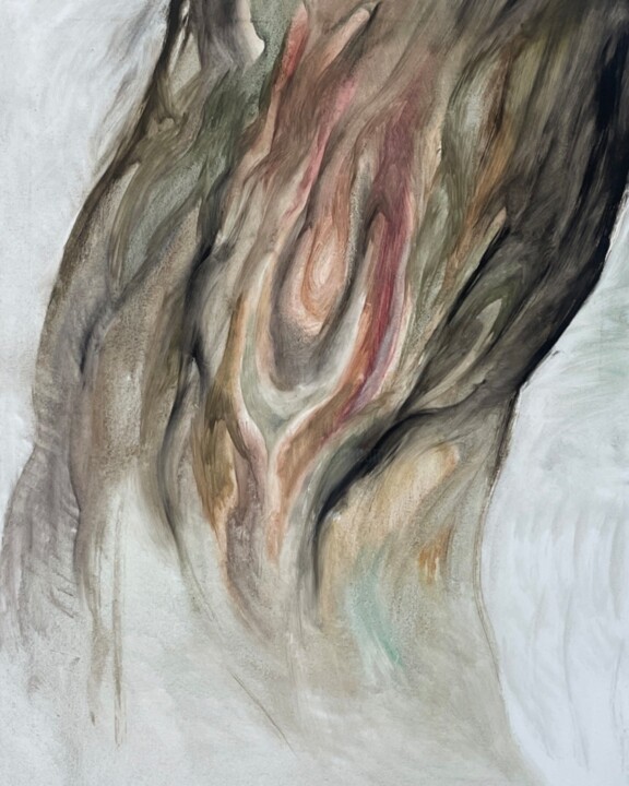 Painting titled "A tree. Patterns." by Daryna Olinkevych, Original Artwork, Oil Mounted on Wood Stretcher frame