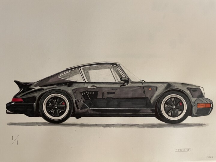 Porsche 911 Turbo 图画, 10.6x16.5 in