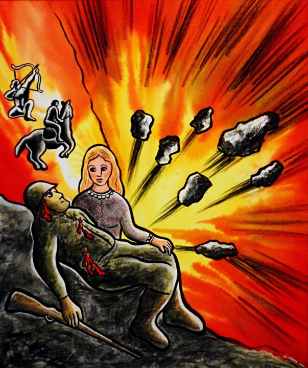 The Battle (MM41) 绘画, 14.2x11.8 in